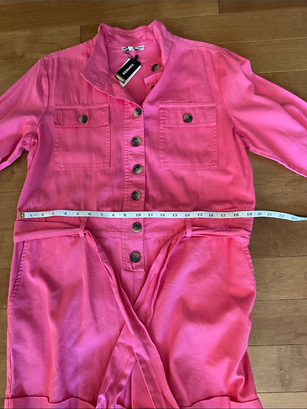 NWT Express x Rocky Barnes  Pink Utility Romper Long Sleeve Belted Size Medium - Picture 9 of 11